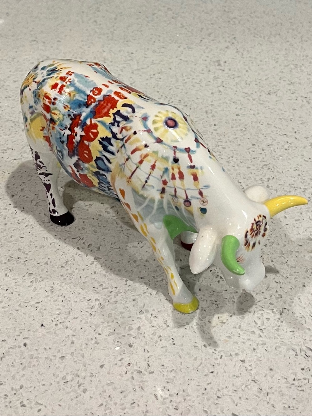 Colorful Decorative Cow Figurine - Multicolor Ceramic Home Art